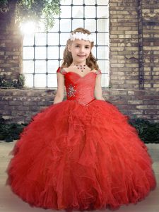 Discount Sleeveless Beading and Ruffles Side Zipper High School Pageant Dress