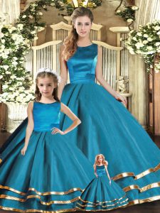 Gorgeous Floor Length Ball Gowns Sleeveless Teal Sweet 16 Dress Lace Up