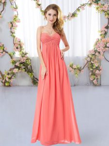 Fabulous Watermelon Red Sleeveless Chiffon Zipper Damas Dress for Wedding Party