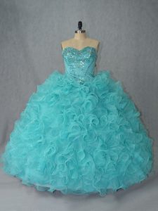 Fantastic Sleeveless Beading and Ruffles Lace Up Sweet 16 Dresses