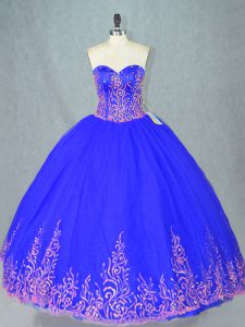 Pretty Ball Gowns Ball Gown Prom Dress Blue Sweetheart Tulle Sleeveless Floor Length Lace Up