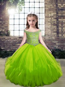 Sleeveless Lace Up Floor Length Beading Pageant Dress for Teens