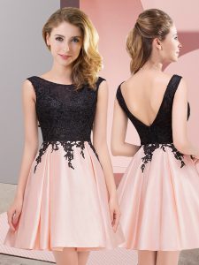 Sweet Lace Damas Dress Pink Zipper Sleeveless Mini Length