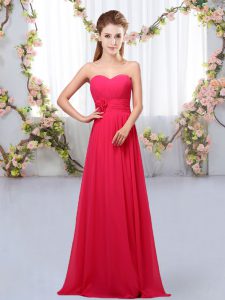 Sleeveless Lace Up Floor Length Hand Made Flower Vestidos de Damas