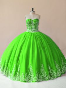 Sweetheart Lace Up Embroidery Sweet 16 Quinceanera Dress Sleeveless