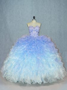 Extravagant Multi-color Organza Lace Up Sweetheart Sleeveless Sweet 16 Dress Beading and Ruffles