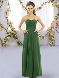 Green Dama Dress Wedding Party with Ruching Sweetheart Sleeveless Lace Up