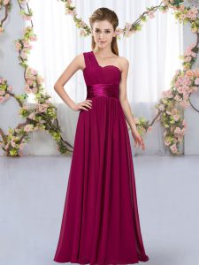 One Shoulder Sleeveless Chiffon Quinceanera Dama Dress Belt Lace Up