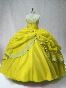 Graceful Ball Gowns Sweet 16 Dress Olive Green Sweetheart Organza Sleeveless Floor Length Lace Up