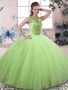 Sleeveless Beading Lace Up Quinceanera Dress