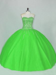 Colorful Ball Gowns Quinceanera Gowns Green Sweetheart Tulle Sleeveless Floor Length Lace Up