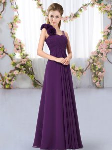 Straps Sleeveless Lace Up Court Dresses for Sweet 16 Dark Purple Chiffon