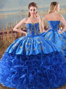 Flirting Ball Gowns Sleeveless Royal Blue 15 Quinceanera Dress Brush Train Lace Up