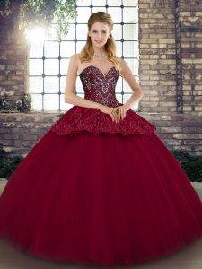 Tulle Sleeveless Floor Length Quinceanera Gown and Beading and Appliques