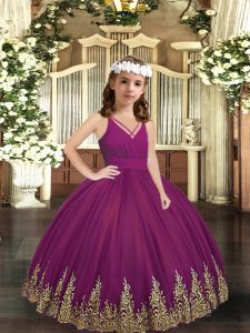 High Class Sleeveless Embroidery Zipper Little Girl Pageant Gowns