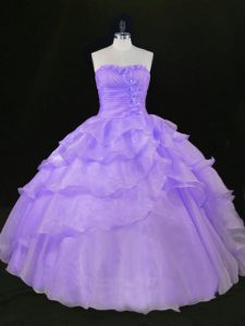 Best Selling Lavender Quinceanera Dresses Sweet 16 and Quinceanera with Beading and Ruffles Sleeveless