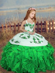 Green Sleeveless Organza Lace Up Pageant Gowns for Party and Military Ball and Wedding Party