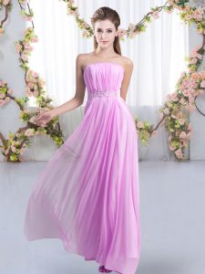 Lilac Sleeveless Sweep Train Beading Quinceanera Court Dresses