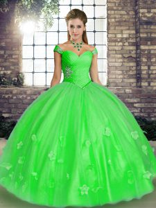 Floor Length Ball Gowns Sleeveless Green Sweet 16 Quinceanera Dress Lace Up