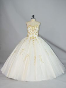 Tulle Sleeveless Floor Length Quinceanera Gown and Beading