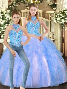 Charming Sleeveless Embroidery and Ruffles Lace Up Sweet 16 Quinceanera Dress