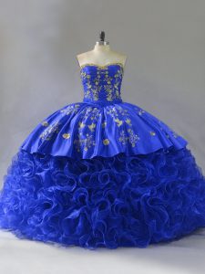 Sleeveless Embroidery and Ruffles Lace Up Ball Gown Prom Dress