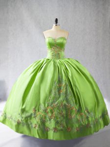 Luxury Sleeveless Lace Up Floor Length Embroidery Quinceanera Gown