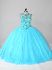 Sleeveless Lace Up Floor Length Beading Sweet 16 Dresses