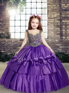 Admirable Sleeveless Beading Lace Up Little Girl Pageant Dress