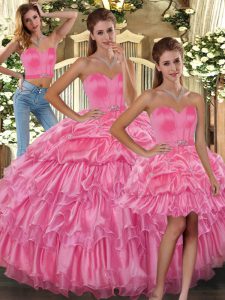 Designer Sleeveless Lace Up Floor Length Ruffled Layers and Pick Ups Sweet 16 Quinceanera Dress