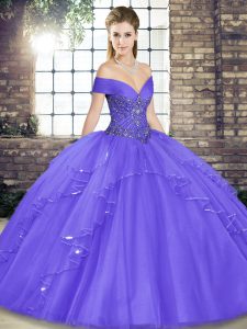 Sweet Floor Length Ball Gowns Sleeveless Lavender Quinceanera Dress Lace Up