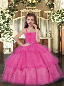 Sleeveless Ruffled Layers Lace Up Pageant Dress for Girls