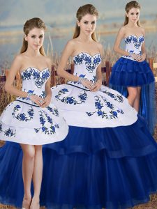 Sweetheart Sleeveless Lace Up 15 Quinceanera Dress Royal Blue Tulle