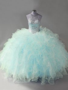 Sleeveless Beading and Ruffles Lace Up 15 Quinceanera Dress