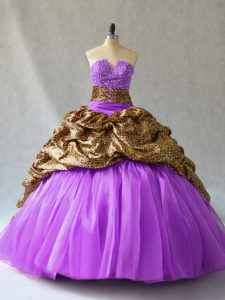 Most Popular Sleeveless Beading and Pick Ups Lace Up Quinceanera Dresses