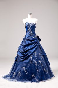 Most Popular One Shoulder Sleeveless Quinceanera Dress Embroidery and Hand Made Flower Lace Up