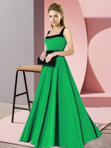 Designer Chiffon Square Sleeveless Zipper Belt Quinceanera Court of Honor Dress in Green