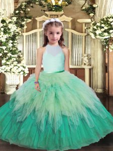 Sweet Multi-color High-neck Backless Ruffles Child Pageant Dress Sleeveless