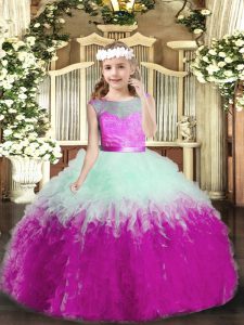 Customized Multi-color Scoop Neckline Ruffles Little Girls Pageant Dress Wholesale Sleeveless Backless