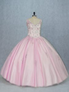 Top Selling Floor Length Ball Gowns Sleeveless Baby Pink Vestidos de Quinceanera Backless