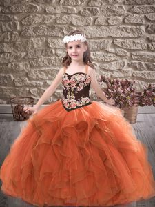 Beauteous Sleeveless Embroidery and Ruffles Lace Up Pageant Dress Toddler