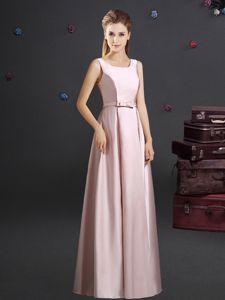Hot Selling Pink Square Zipper Bowknot Dama Dress Sleeveless