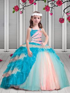 Spaghetti Straps Sleeveless Lace Up Pageant Dress for Teens Multi-color Organza