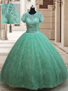 Charming Apple Green Ball Gowns Tulle Sweetheart Sleeveless Beading Floor Length Lace Up Sweet 16 Quinceanera Dress