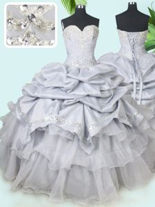 Sleeveless Lace Up Floor Length Beading and Sequins and Pick Ups Quince Ball Gowns