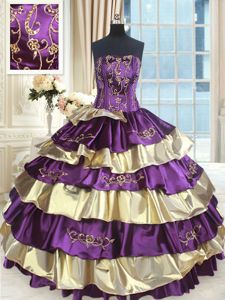 Super Sleeveless Lace Up Floor Length Beading and Ruffled Layers 15 Quinceanera Dress