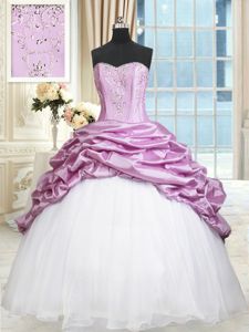 Spectacular Floor Length Multi-color Sweet 16 Dresses Organza and Taffeta Sleeveless Beading and Pick Ups