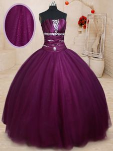 Custom Made Hot Pink Lace Up Sweet 16 Quinceanera Dress Beading Sleeveless Floor Length