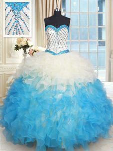 Shining Royal Blue Ball Gowns Tulle Sweetheart Sleeveless Beading Floor Length Lace Up 15 Quinceanera Dress