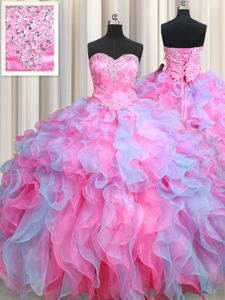 Off the Shoulder Floor Length Lace Up Sweet 16 Dresses Black and In for Military Ball and Sweet 16 and Quinceanera with Beading and Embroidery and Ruffled Layers